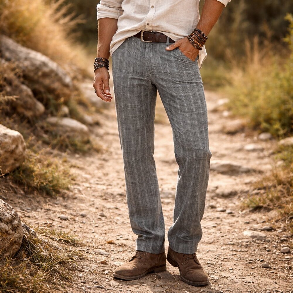 Tailored Recreation (TR ) Premium Black Gray Plaid Pants Size 34/32 (NWT)